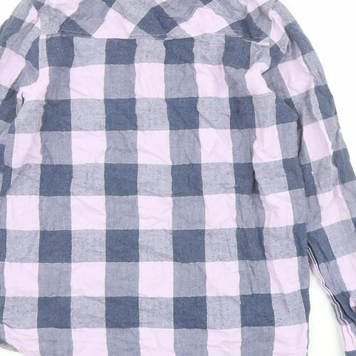 Blue Zoo Girls Purple Plaid Cotton Basic Button-Up Size 12 Years Collared Snap