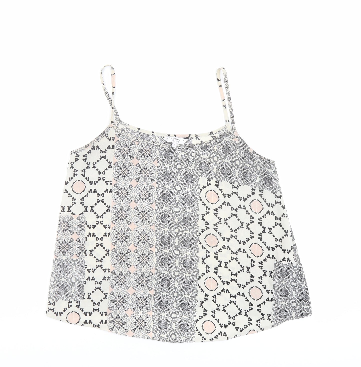 New Look Womens Multicoloured Geometric Polyester Camisole Tank Size 10 Scoop Neck