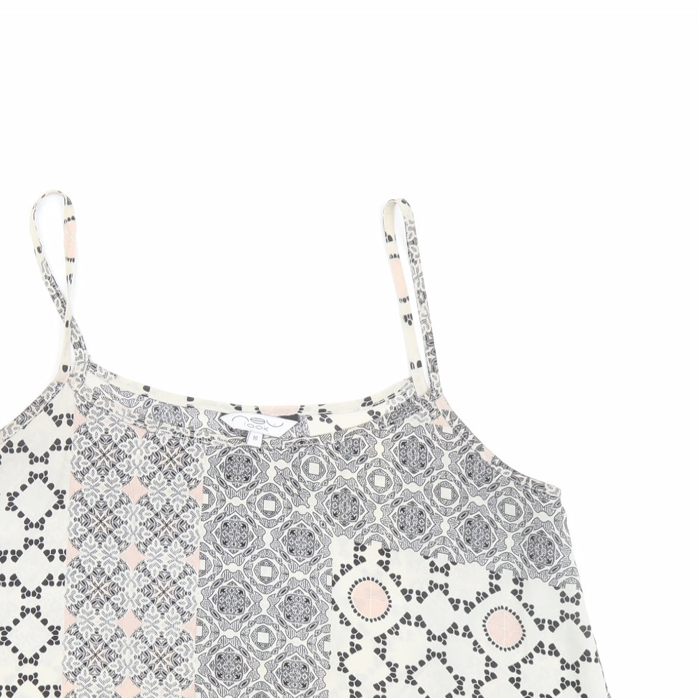 New Look Womens Multicoloured Geometric Polyester Camisole Tank Size 10 Scoop Neck