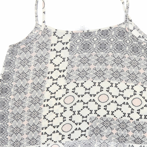 New Look Womens Multicoloured Geometric Polyester Camisole Tank Size 10 Scoop Neck