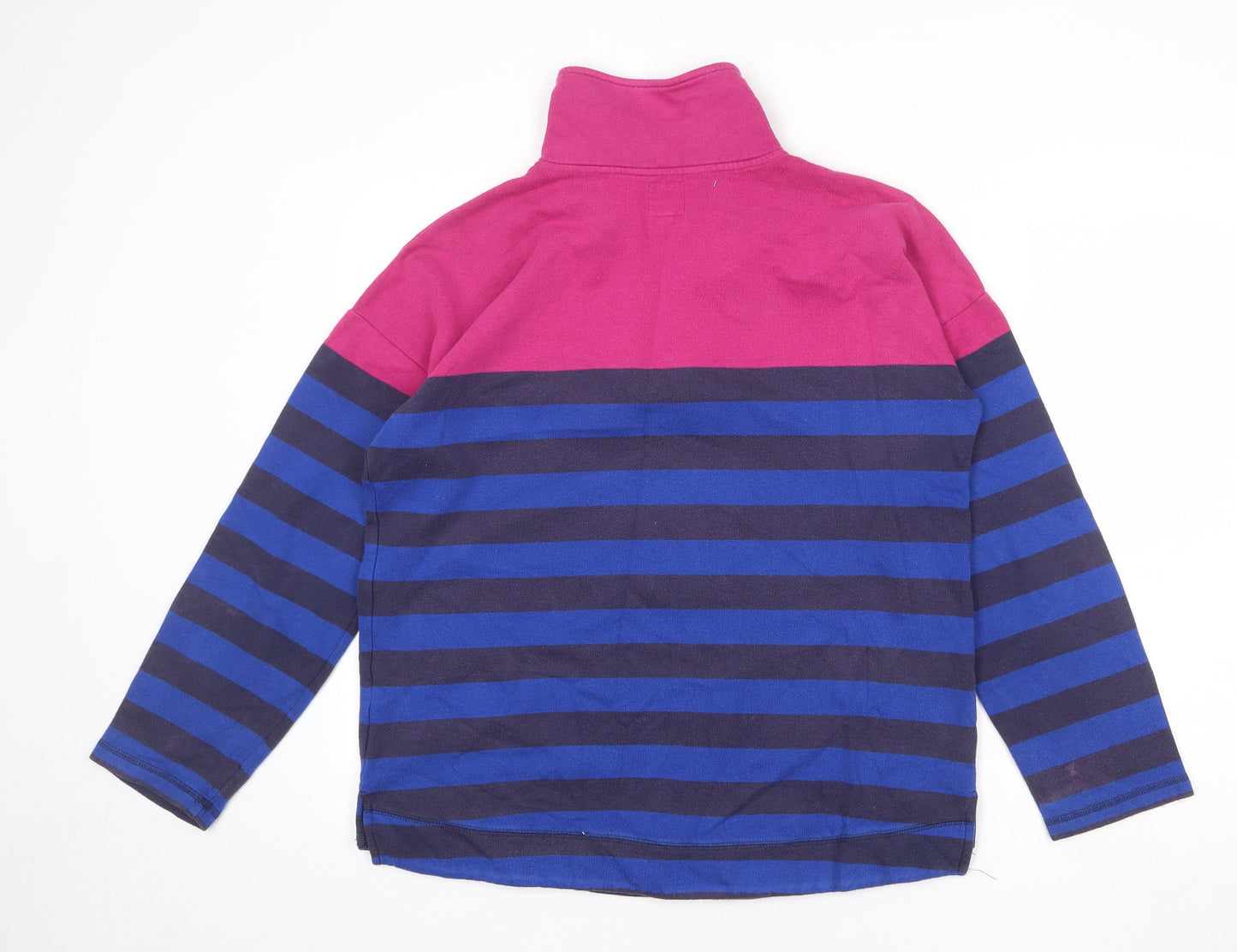 Joules Womens Blue Colourblock Cotton Pullover Sweatshirt Size 12 Zip