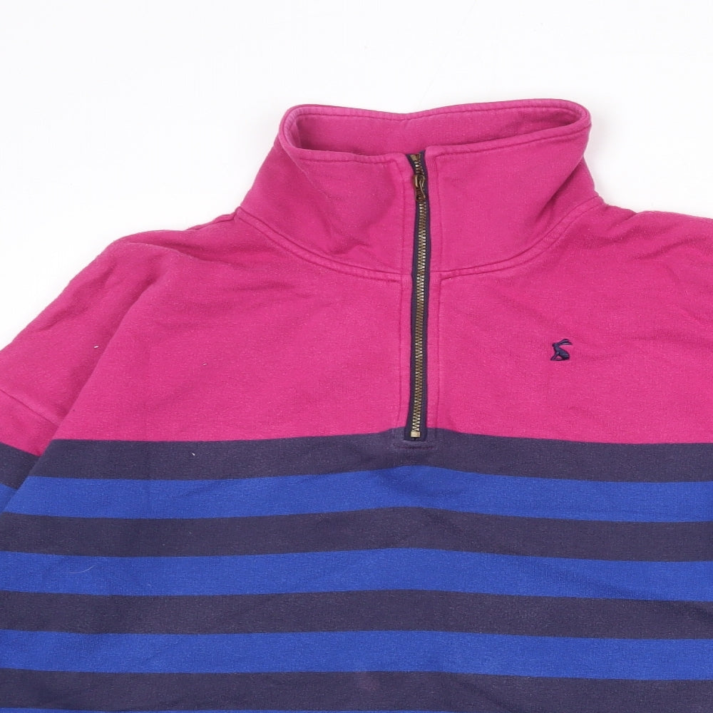 Joules Womens Blue Colourblock Cotton Pullover Sweatshirt Size 12 Zip