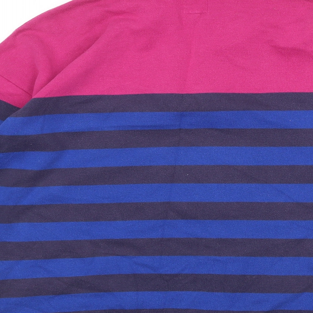 Joules Womens Blue Colourblock Cotton Pullover Sweatshirt Size 12 Zip