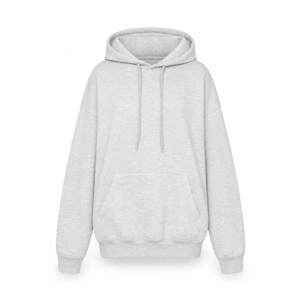 Front view of I SAW IT FIRST women’s grey cotton pullover hoodie, size S, pullover