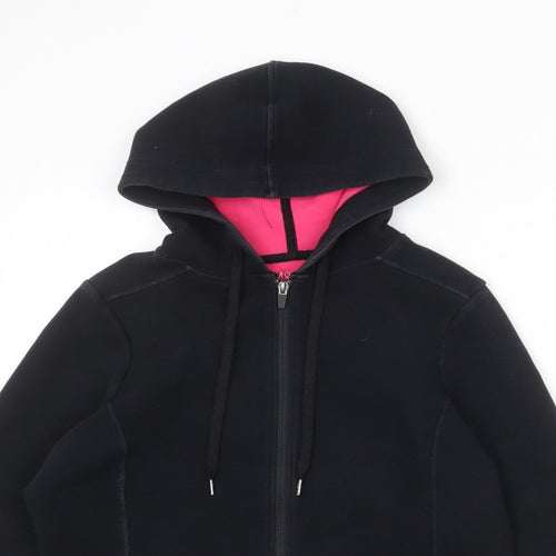 Marks and Spencer Womens Black Cotton Full Zip Hoodie Size 14 Zip