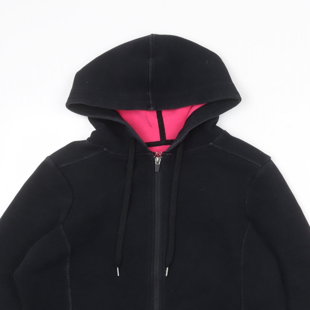 Marks and Spencer Womens Black Cotton Full Zip Hoodie Size 14 Zip