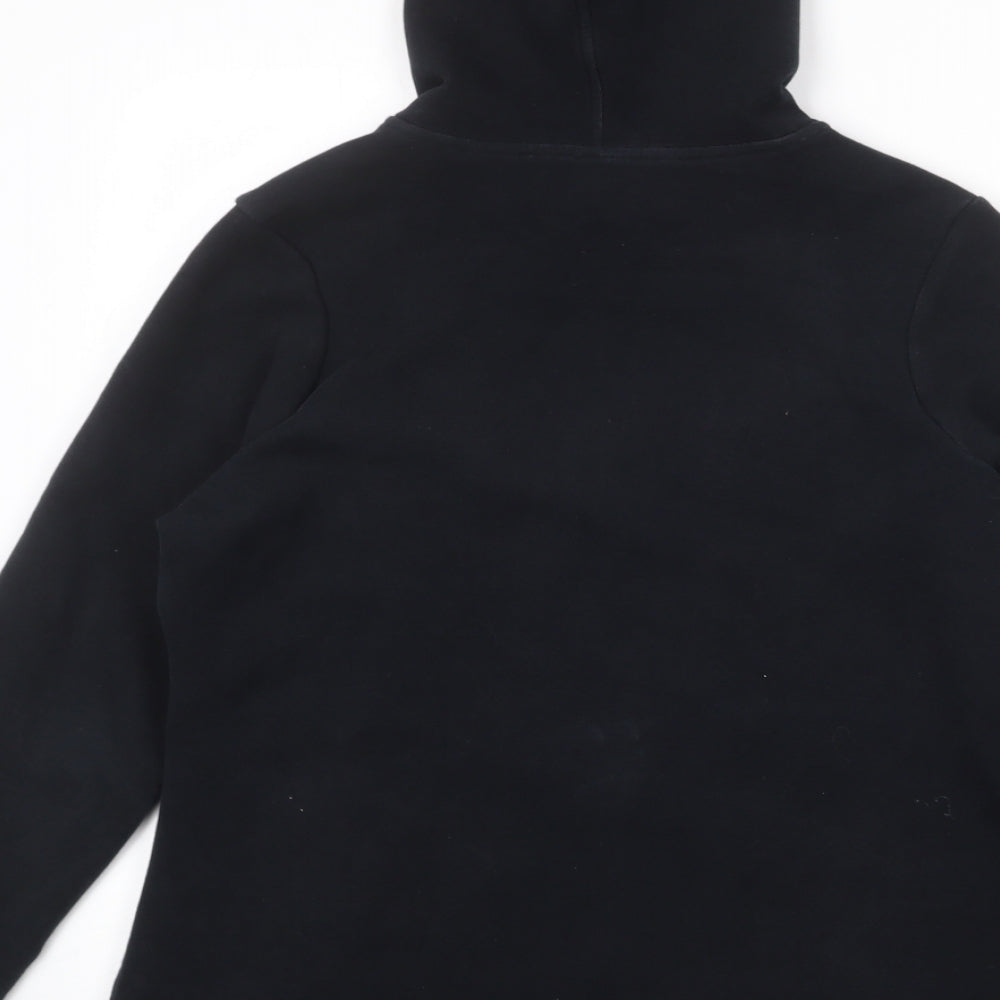 Marks and Spencer Womens Black Cotton Full Zip Hoodie Size 14 Zip