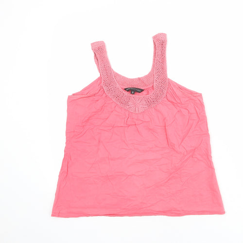 Great Plains Womens Pink Polyester Basic Tank Size S Scoop Neck - Crochet Detail
