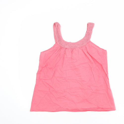 Great Plains Womens Pink Polyester Basic Tank Size S Scoop Neck - Crochet Detail
