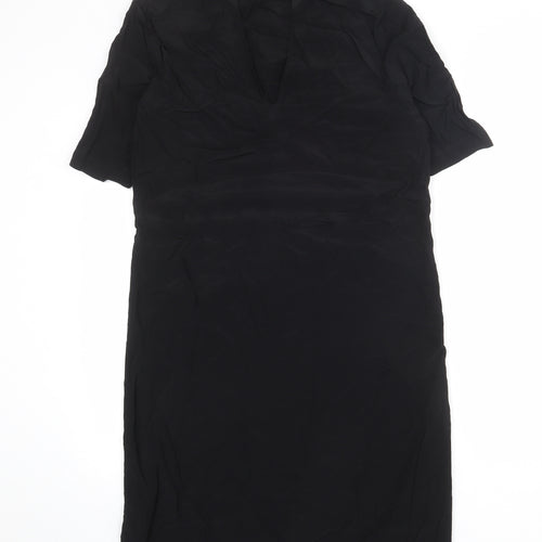 YAYA Womens Black Viscose A-Line Size 8 V-Neck Pullover