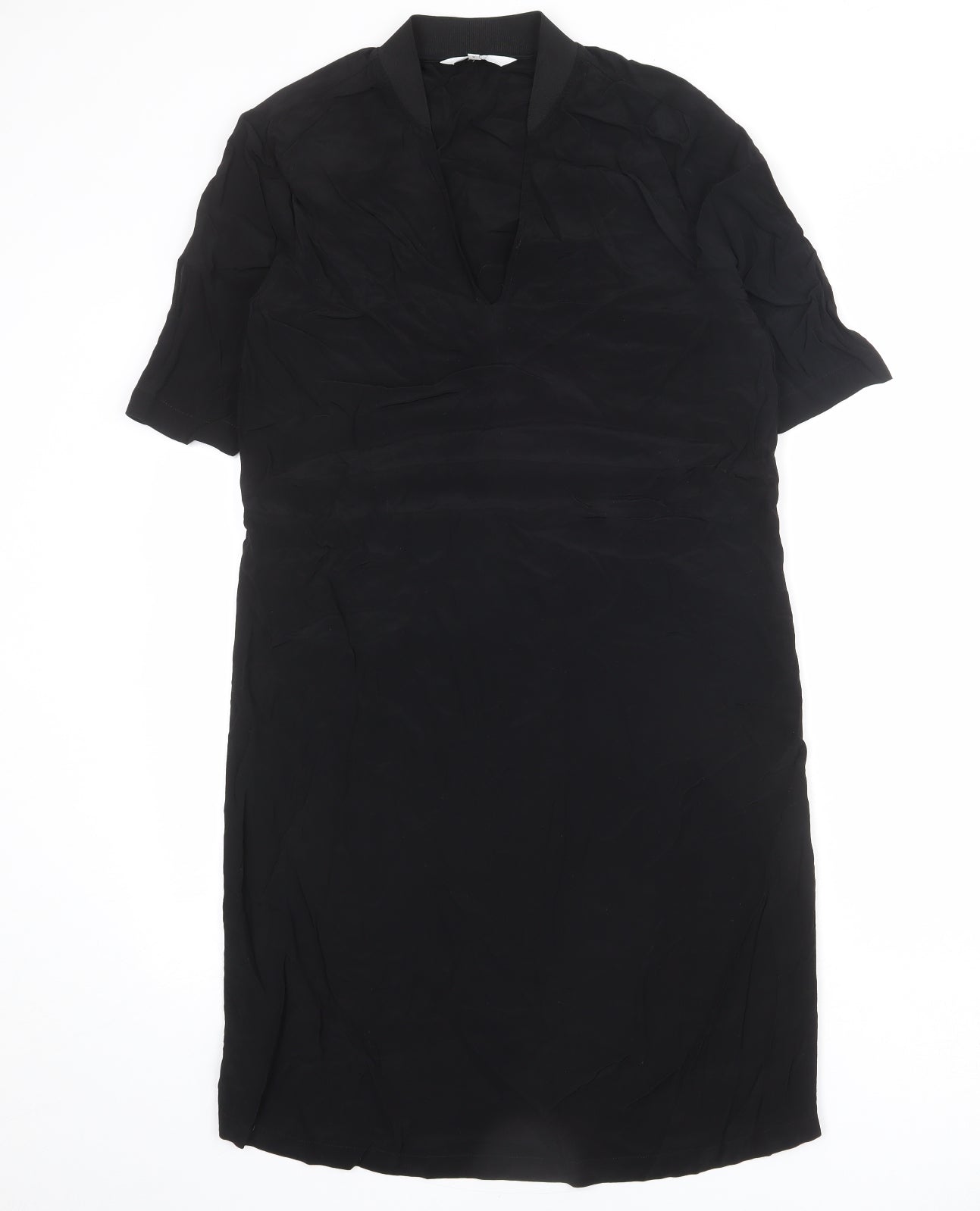 YAYA Womens Black Viscose A-Line Size 8 V-Neck Pullover