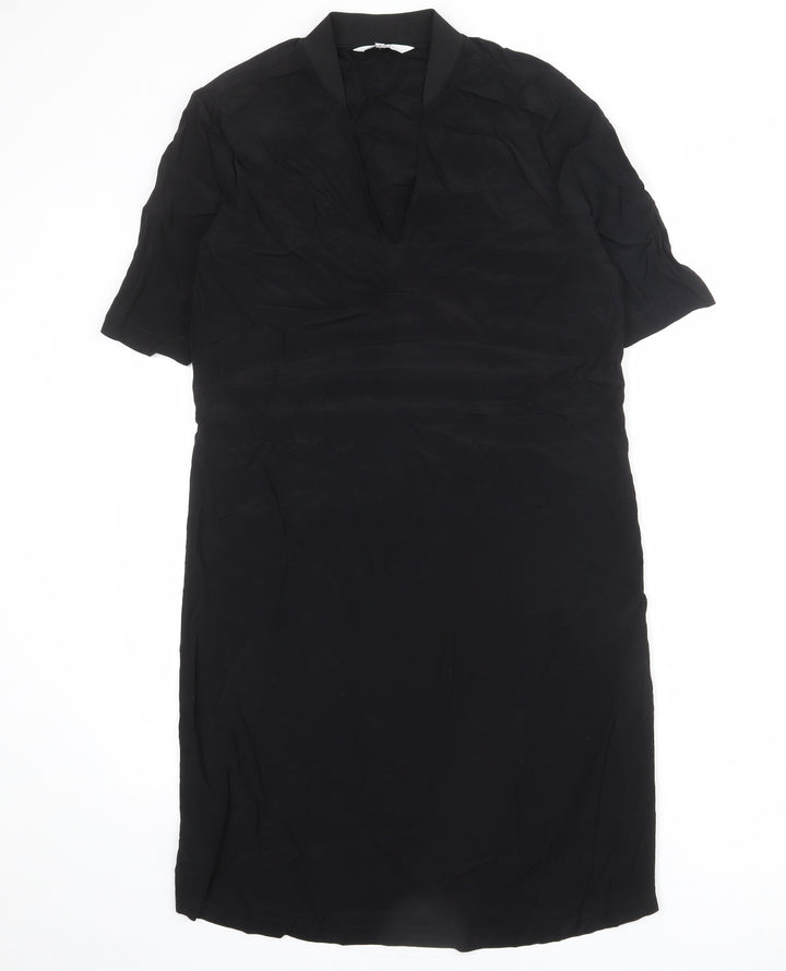 YAYA Womens Black Viscose A-Line Size 8 V-Neck Pullover