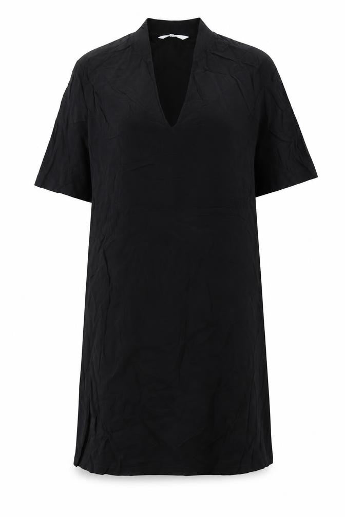 Front view of YAYA women’s black viscose a-line, size UK 8, v-neck pullover