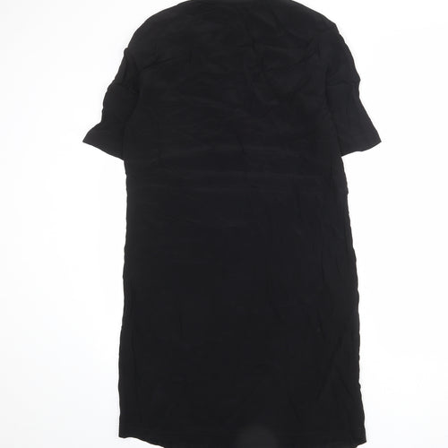 YAYA Womens Black Viscose A-Line Size 8 V-Neck Pullover