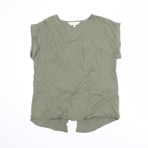 Apricot Womens Green Lyocell Basic T-Shirt Size 8 Round Neck - Pocket Detail
