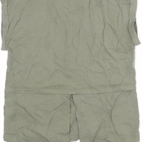 Apricot Womens Green Lyocell Basic T-Shirt Size 8 Round Neck - Pocket Detail