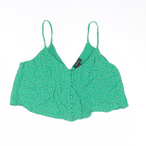 New Look Womens Green Polka Dot Viscose Camisole Tank Size 14 V-Neck