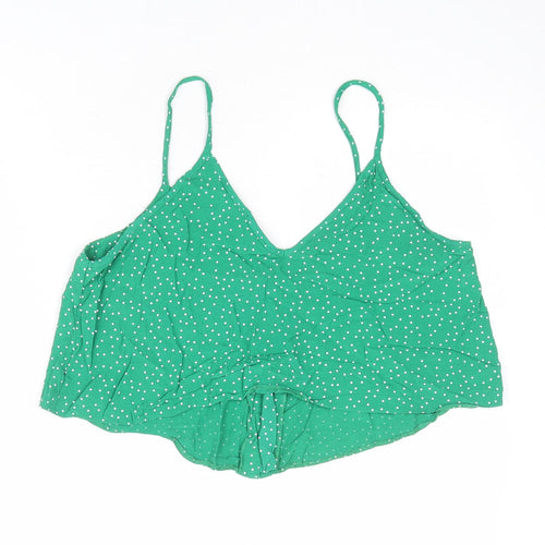 New Look Womens Green Polka Dot Viscose Camisole Tank Size 14 V-Neck