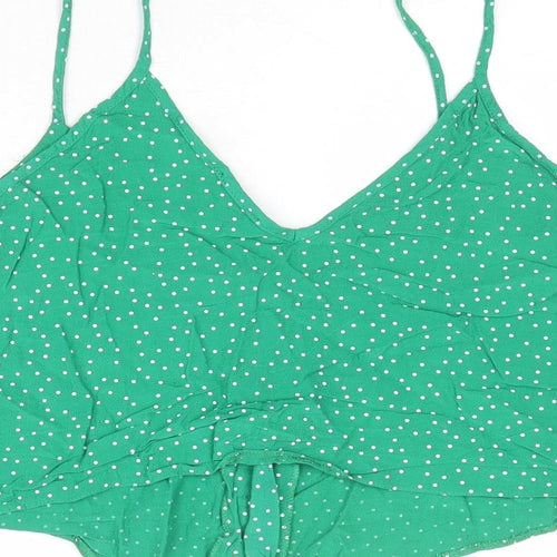 New Look Womens Green Polka Dot Viscose Camisole Tank Size 14 V-Neck