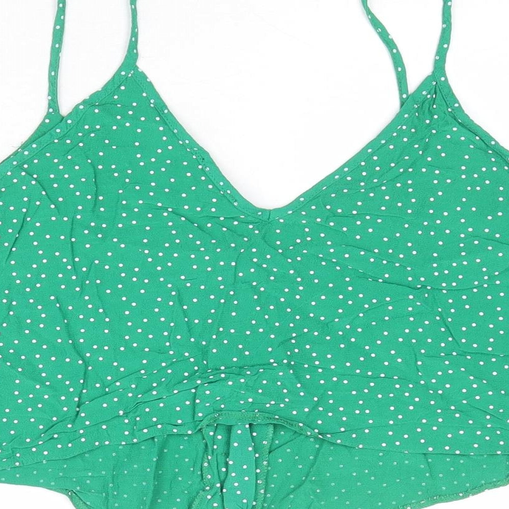 New Look Womens Green Polka Dot Viscose Camisole Tank Size 14 V-Neck