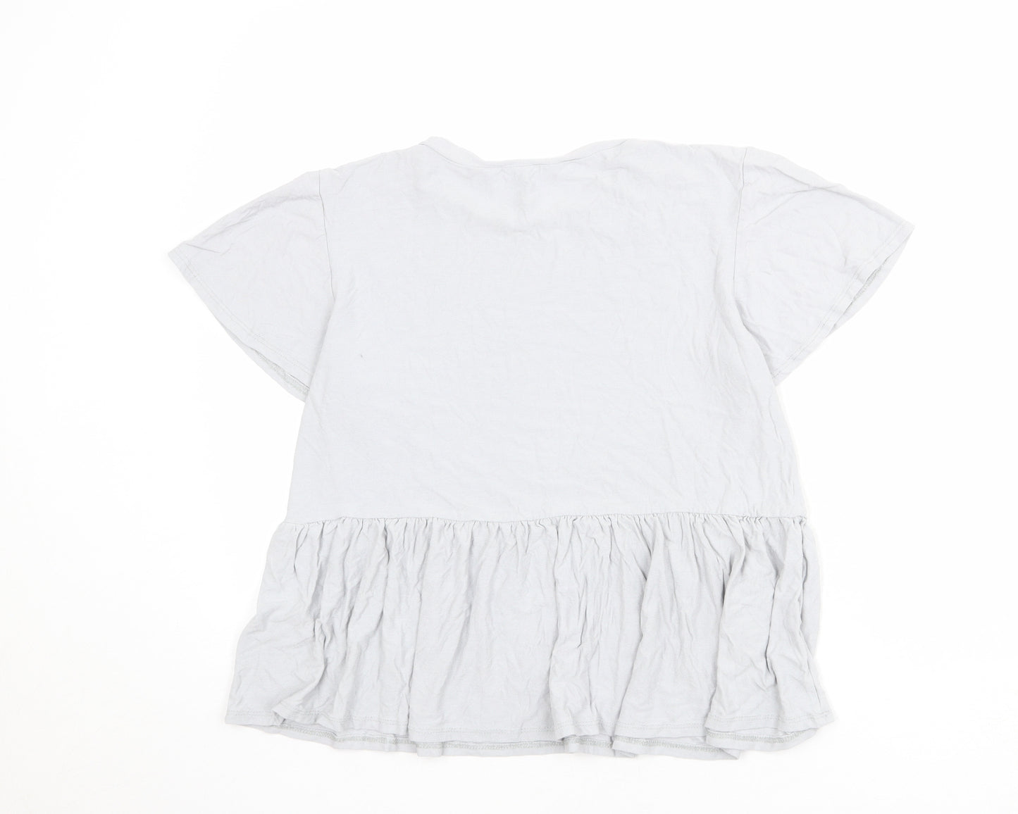 New Look Womens Blue Viscose Basic T-Shirt Size 12 Crew Neck - Peplum