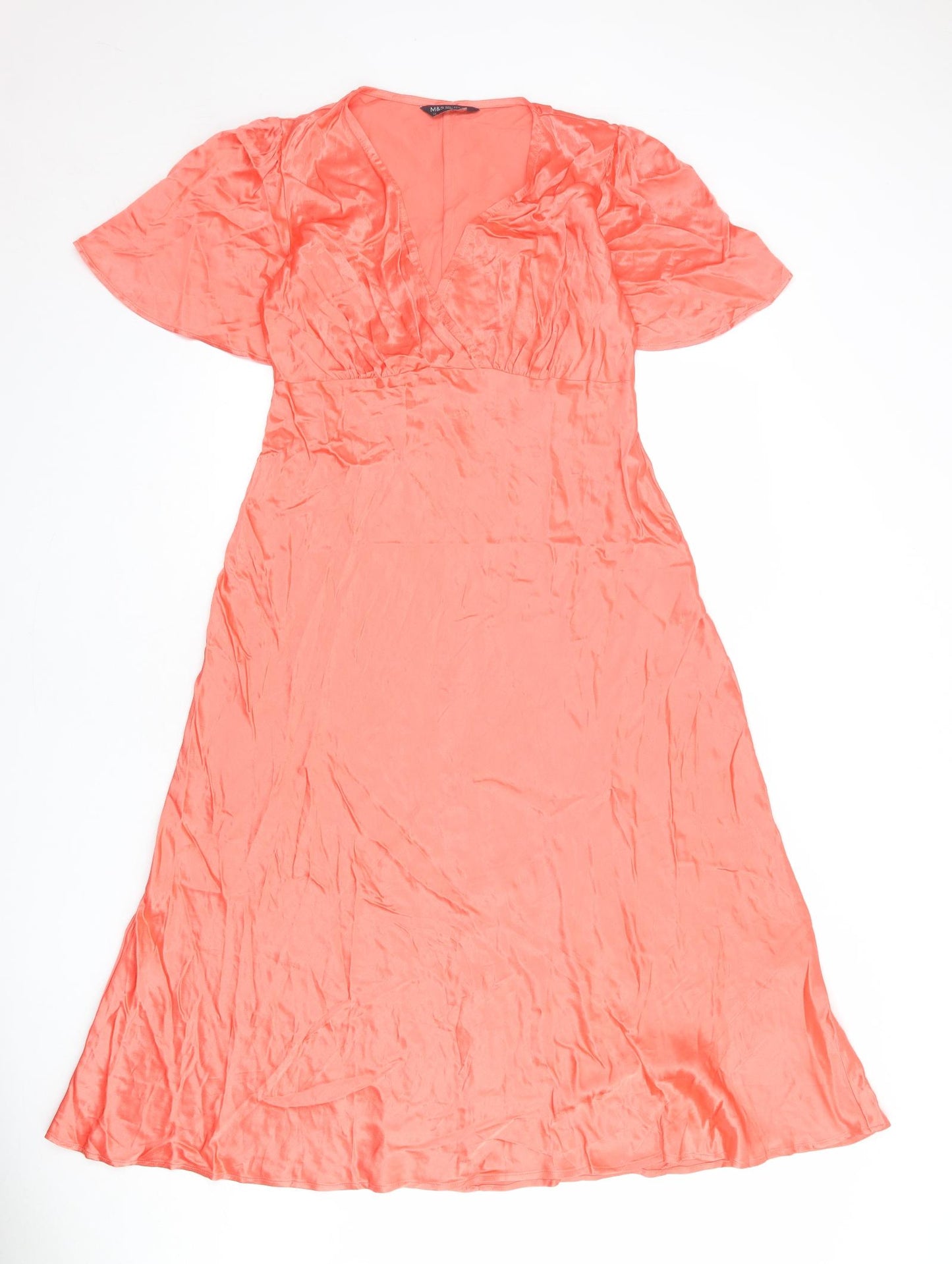 Marks and Spencer Womens Pink Viscose Maxi Size 12 V-Neck Pullover