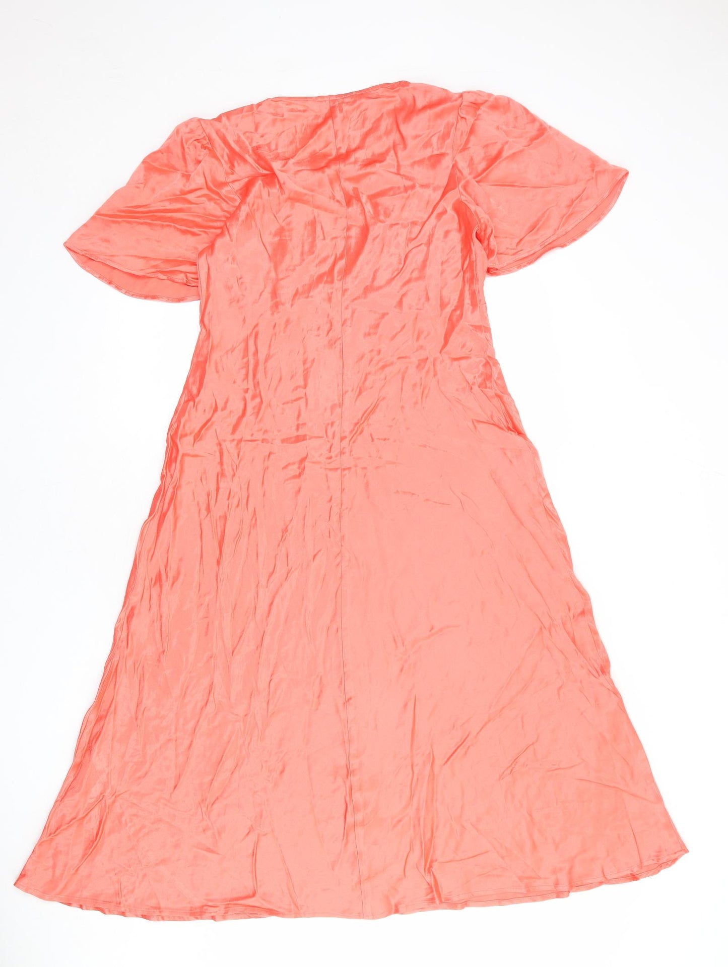 Marks and Spencer Womens Pink Viscose Maxi Size 12 V-Neck Pullover