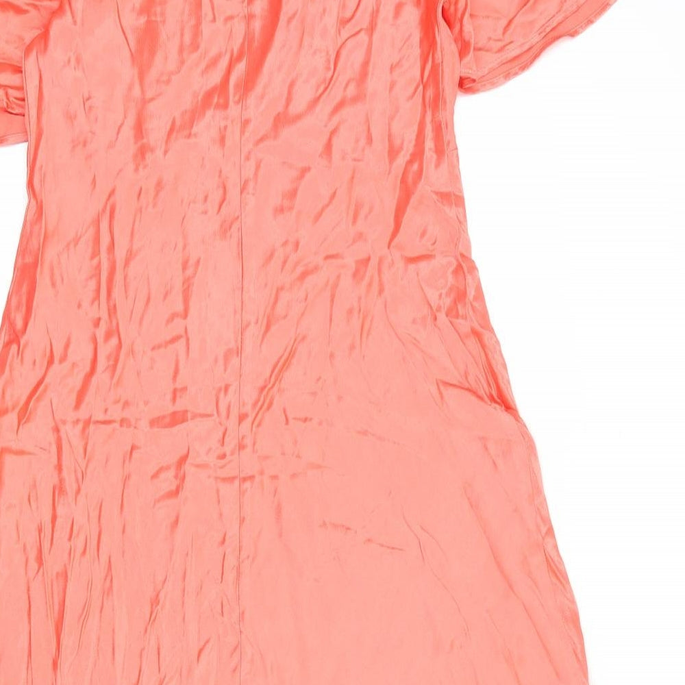 Marks and Spencer Womens Pink Viscose Maxi Size 12 V-Neck Pullover