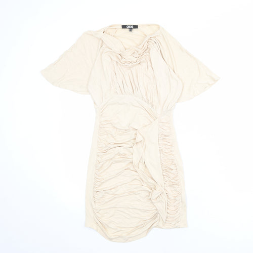 ASOS Womens Beige Viscose Mini Size 8 Cowl Neck Pullover