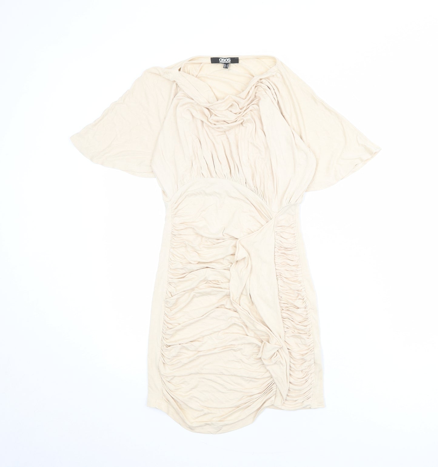 ASOS Womens Beige Viscose Mini Size 8 Cowl Neck Pullover