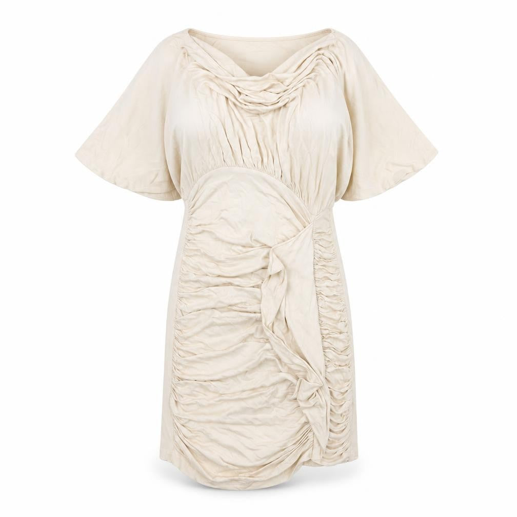 Front view of ASOS women’s beige viscose mini, size UK 8, cowl neck pullover