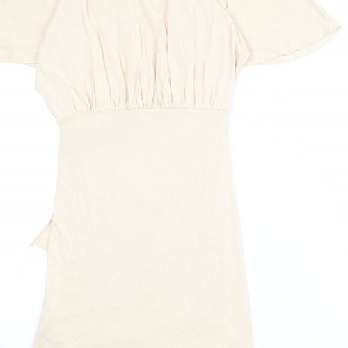 ASOS Womens Beige Viscose Mini Size 8 Cowl Neck Pullover