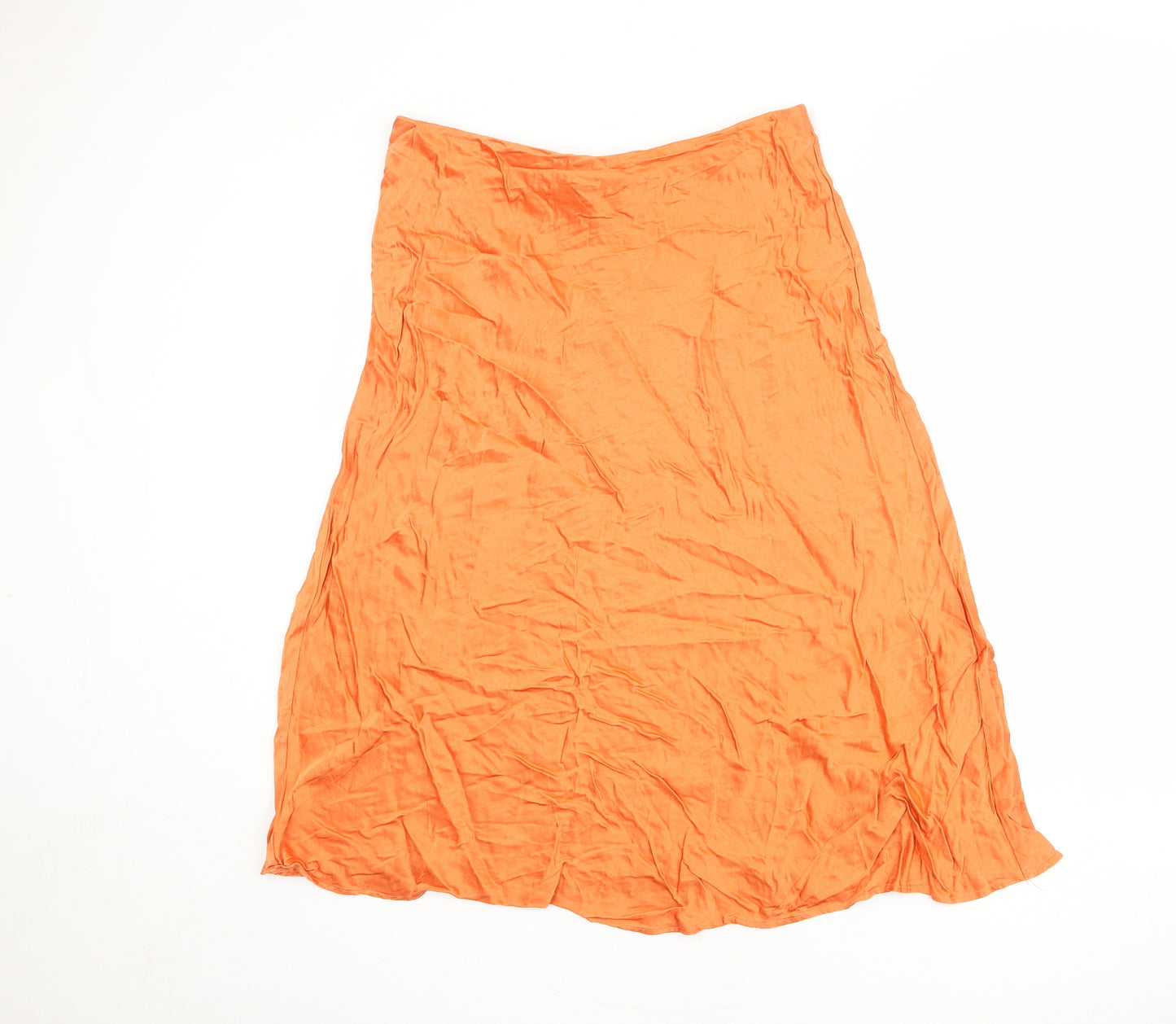 Marks and Spencer Womens Orange Viscose A-Line Skirt Size 16