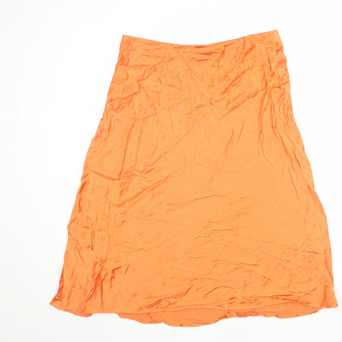 Marks and Spencer Womens Orange Viscose A-Line Skirt Size 16