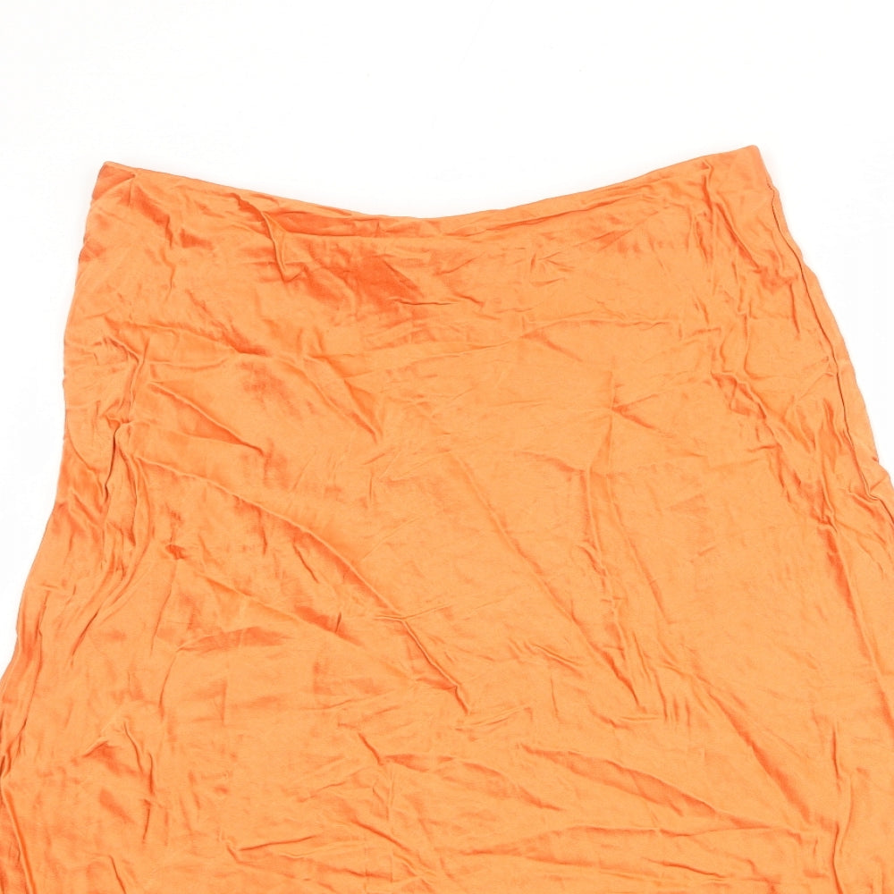 Marks and Spencer Womens Orange Viscose A-Line Skirt Size 16