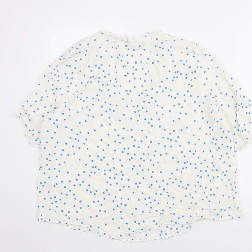 Marks and Spencer Womens Ivory Polka Dot Viscose Basic Blouse Size 18 V-Neck