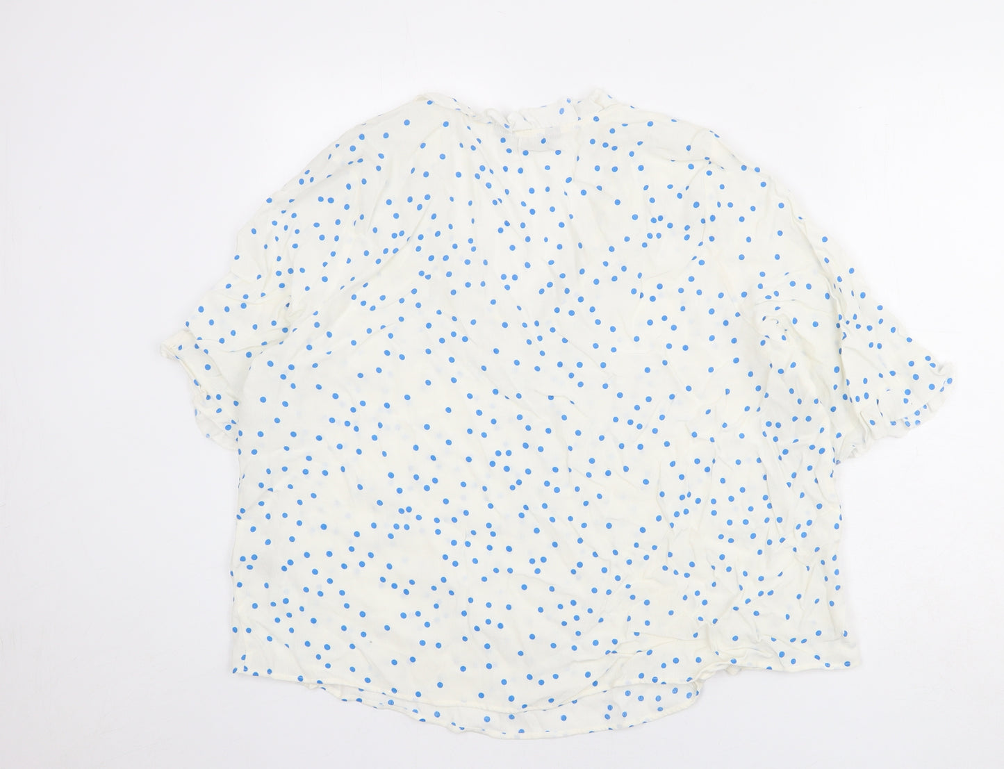 Marks and Spencer Womens Ivory Polka Dot Viscose Basic Blouse Size 18 V-Neck