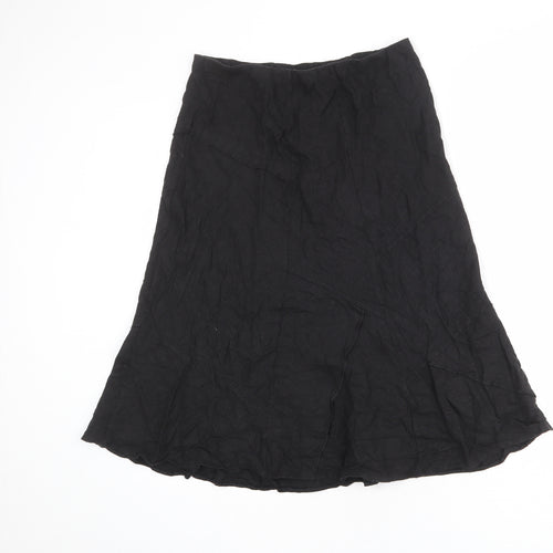 Marks and Spencer Womens Black Linen Swing Skirt Size 12