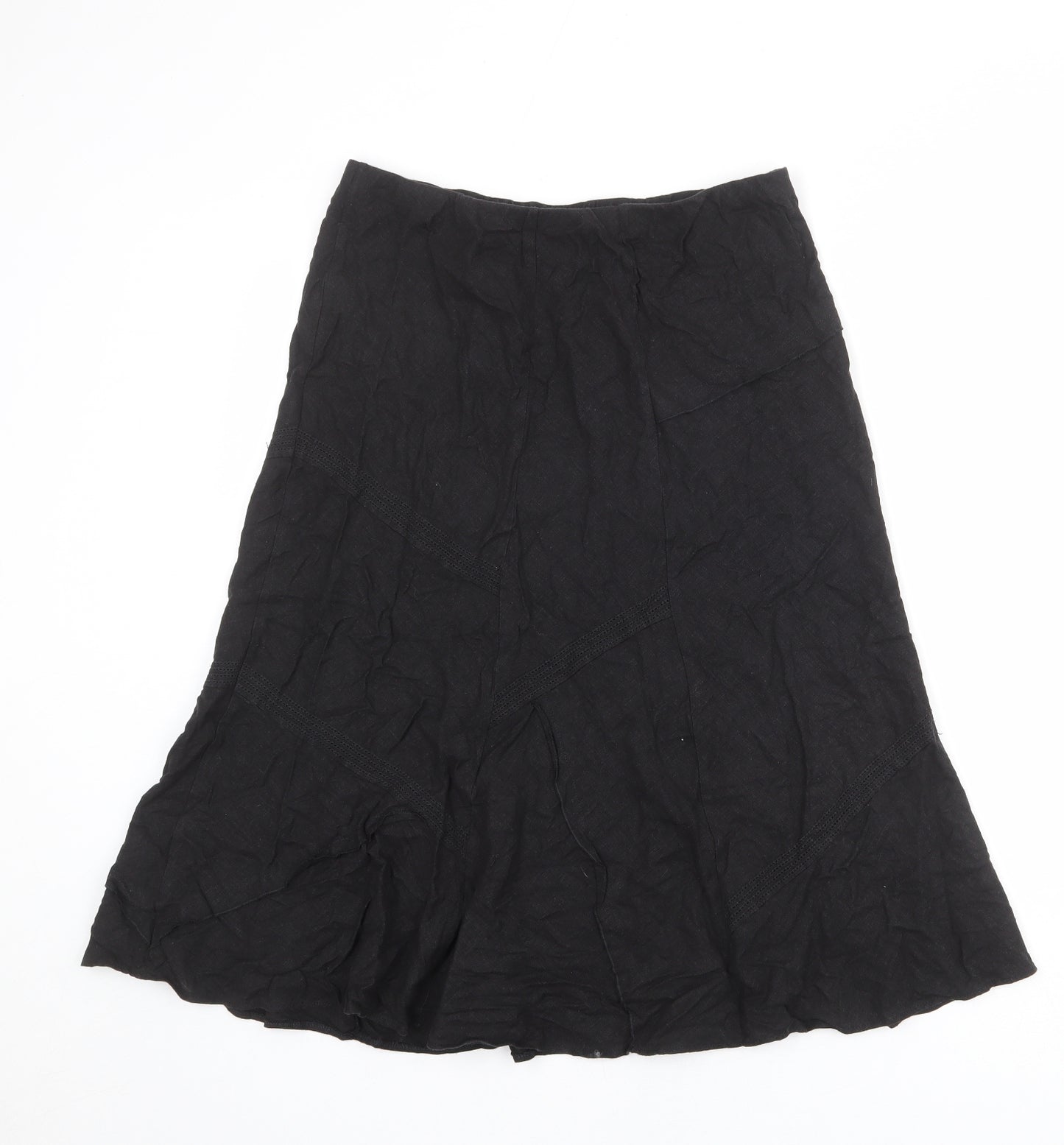 Marks and Spencer Womens Black Linen Swing Skirt Size 12