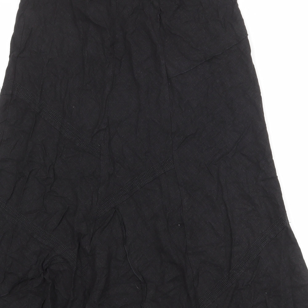 Marks and Spencer Womens Black Linen Swing Skirt Size 12