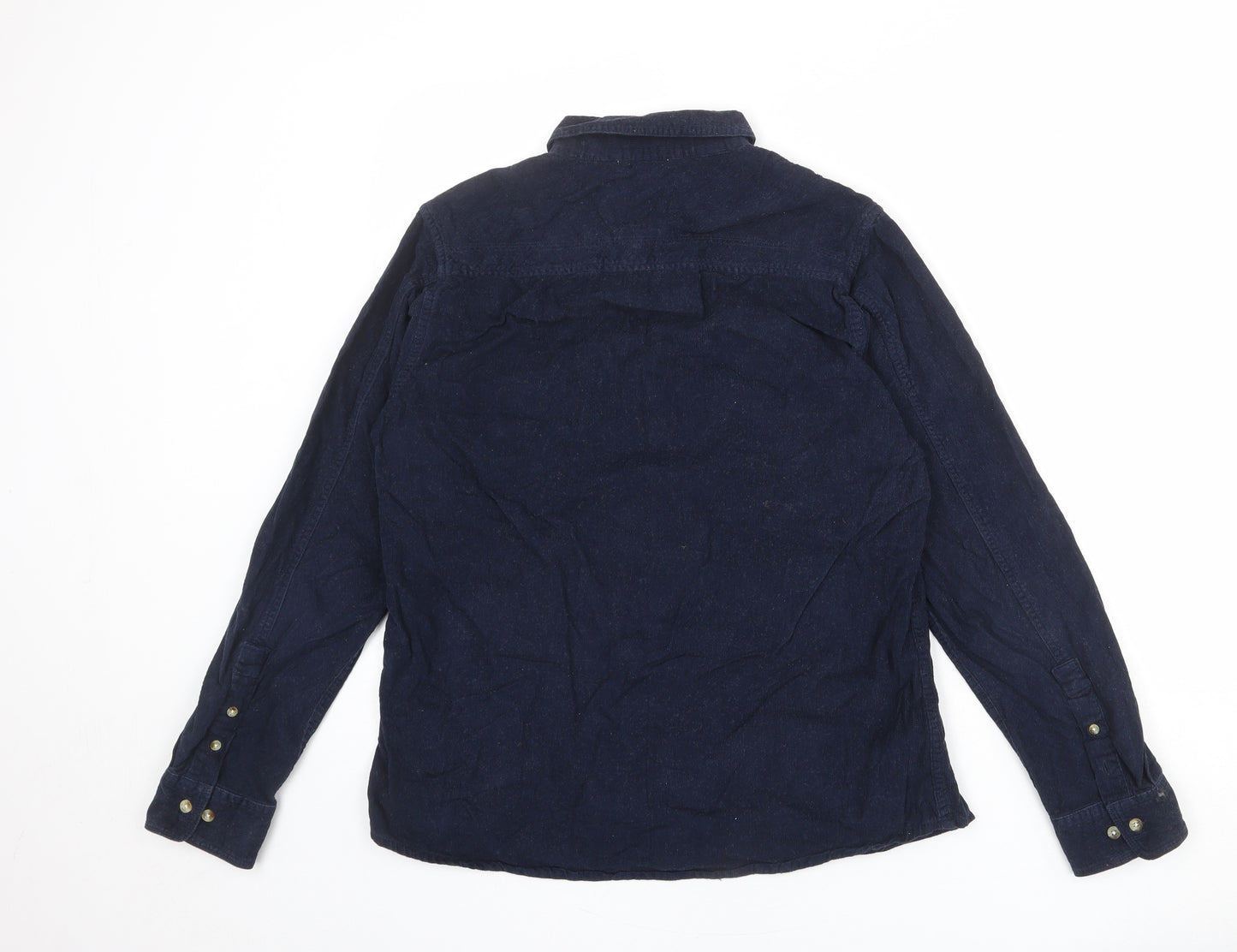 Fenchurch Mens Blue Cotton Button-Up Size M Collared Button