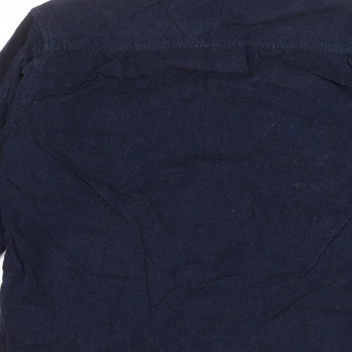 Fenchurch Mens Blue Cotton Button-Up Size M Collared Button