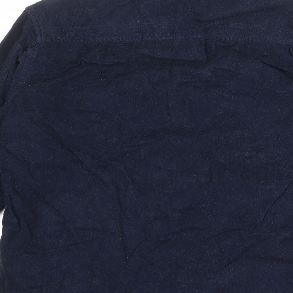 Fenchurch Mens Blue Cotton Button-Up Size M Collared Button
