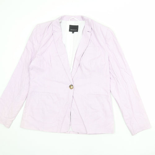 Basque Company Womens Purple Linen Jacket Blazer Size 12