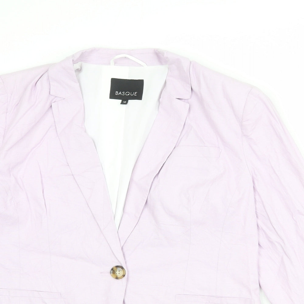 Basque Company Womens Purple Linen Jacket Blazer Size 12