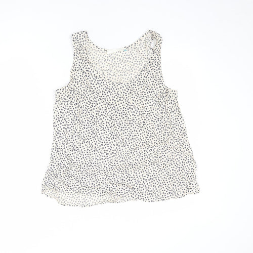 John Lewis Womens Beige Geometric Viscose Basic Tank Size 14 V-Neck - Heart Pattern
