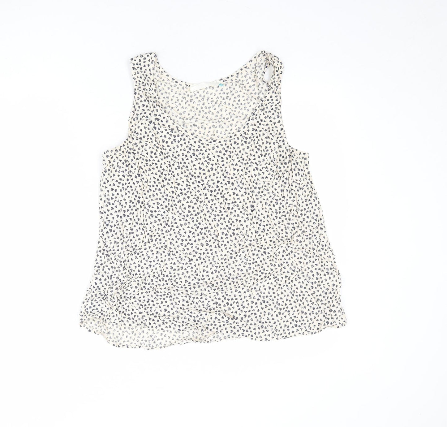 John Lewis Womens Beige Geometric Viscose Basic Tank Size 14 V-Neck - Heart Pattern