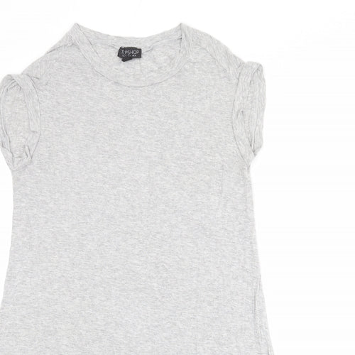 Topshop Womens Grey Viscose T-Shirt Dress Size 8 Crew Neck Pullover