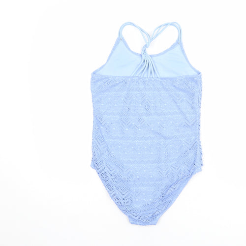 New Look Girls Blue Polyester Bodysuit One-Piece Size 12-13 Years Pullover - Swimsuit