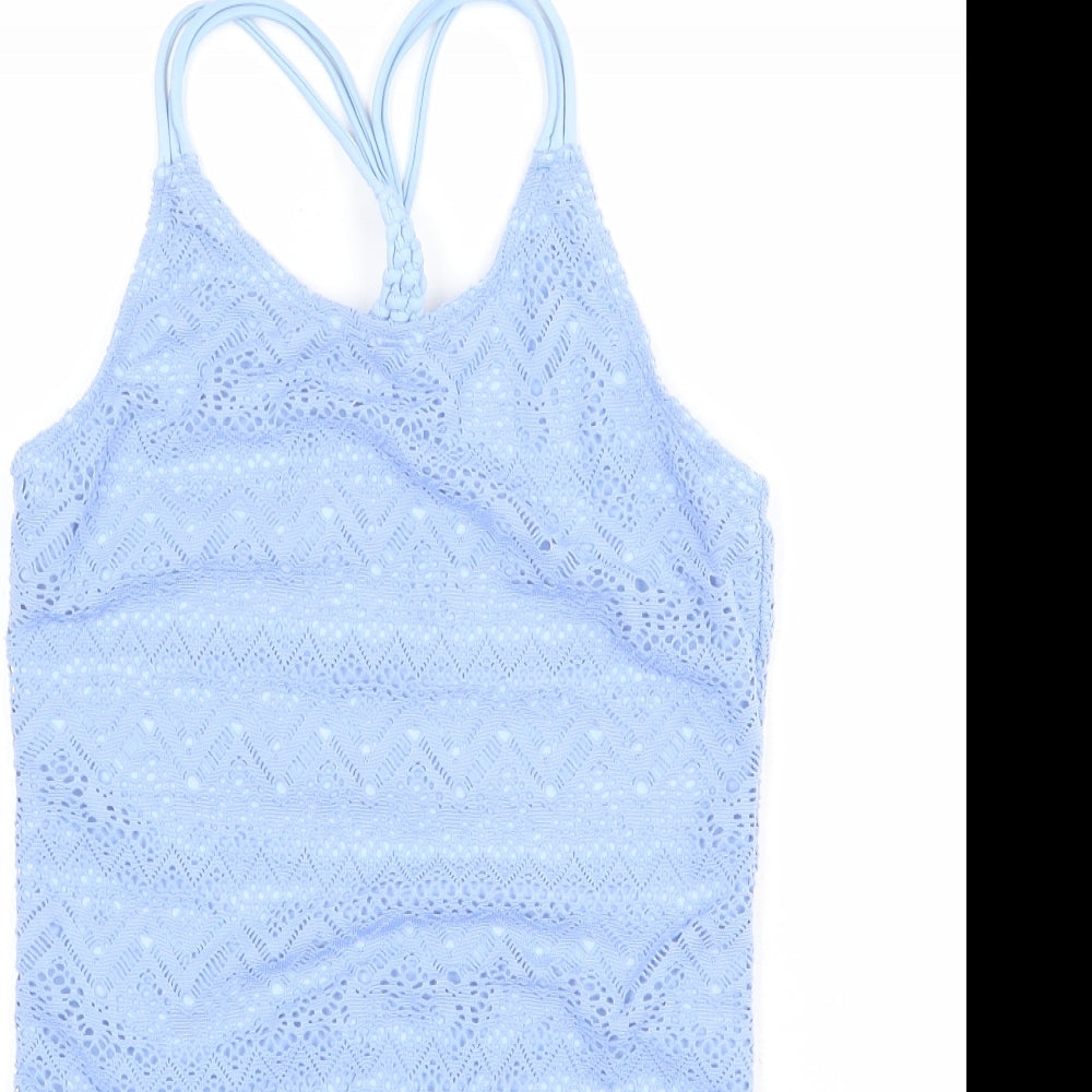New Look Girls Blue Polyester Bodysuit One-Piece Size 12-13 Years Pullover - Swimsuit